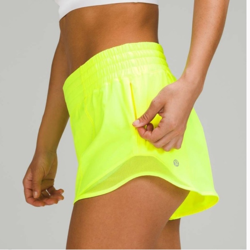 Lululemon hottie hot high rise short neon yellow size 2